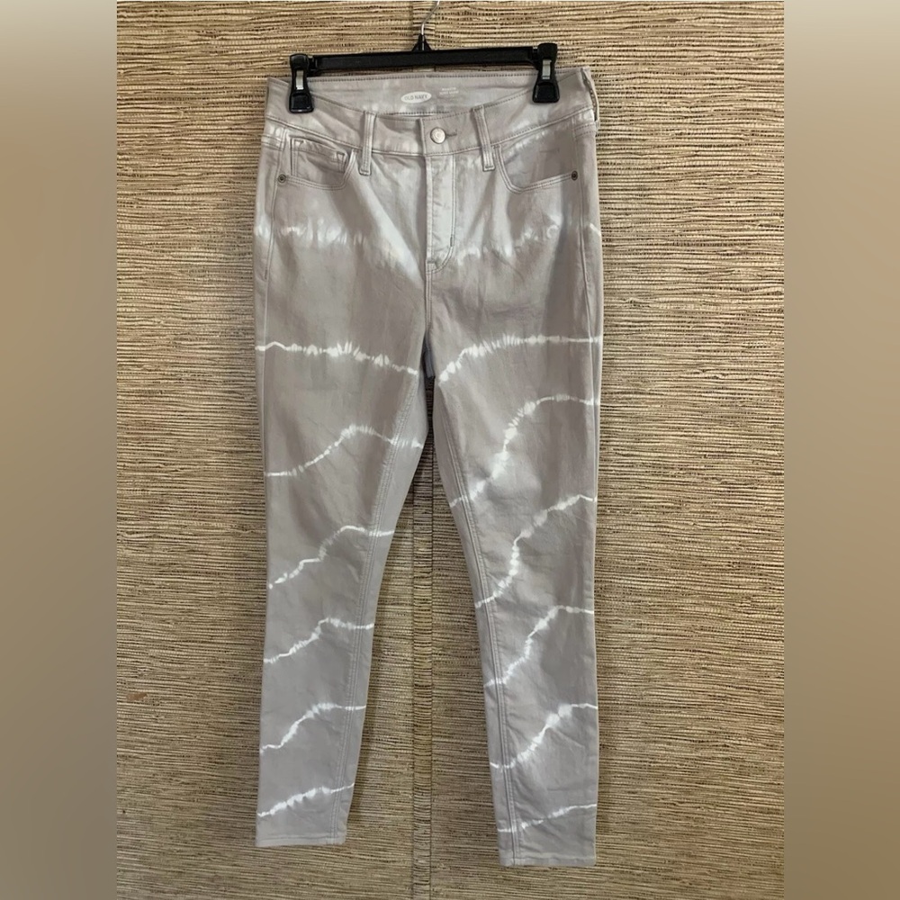 Old Navy Rockstar Tie-Dye Super Skinny Jeans High Rise Gray Stretch Women Size 6